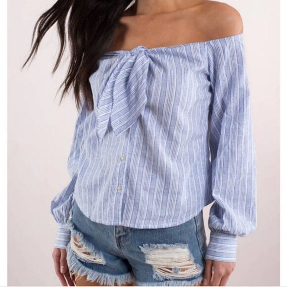Free People Hello There Beautiful Striped Off The Shoulder Top Size S - Picture 1 of 8